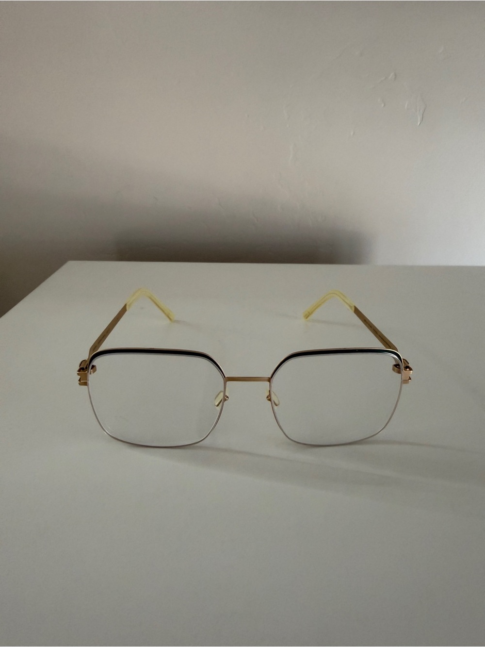 MYKITA Gold Metal Square Glasses with Black Accents - Picture 2 of 6